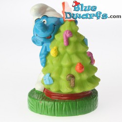 Smurf with Christmas Tree *Candytopper*  (BIP Holland, +/- 8cm)