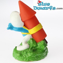 Smurf with fireworks *Candytopper*  (BIP Holland, +/- 8cm)