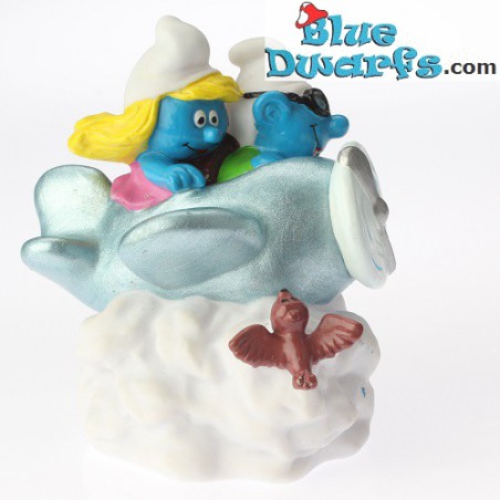 Airplane Smurf and smurfette *Candytopper*  (BIP Holland, +/- 8cm)
