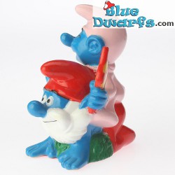 Papa smurf with baby smurf *Candytopper*  (BIP Holland, +/- 8cm)