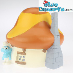 Paben: Puffo casa arancione +/- 11 cm (salvadanaio)