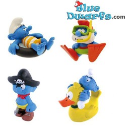 4 giocattoli da bagno (Set 2: workaholic, grande puffo, pirata, natra)
