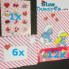 6 x Cartes d'invitation schtroumpfs