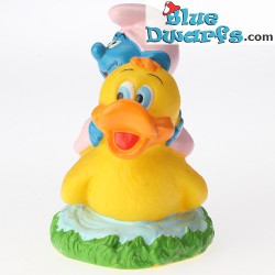 Smurf with duck *Candytopper* (BIP Holland, +/- 8cm)