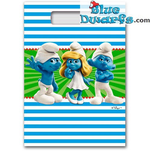 8 x party bags  *Clumsy/smurfette/grouchy* (+/- 24*17 cm)