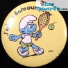 Schlumpf Button "J'adore schtroumpher" (+/- 5cm)