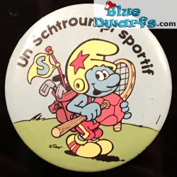 Smurf button: Un schtroumpf sportif (+/- 5cm)