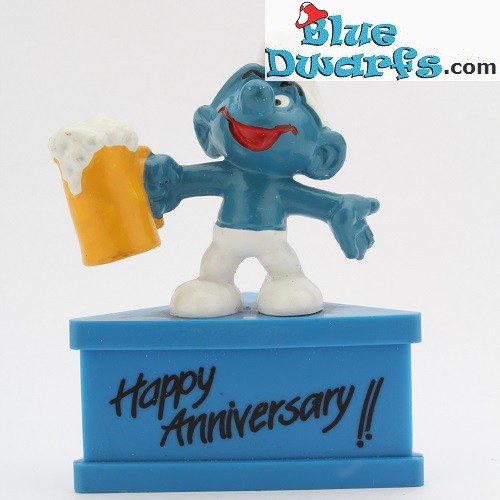20078: Beer smurf *Happy Anniversary!!* (pedestal)