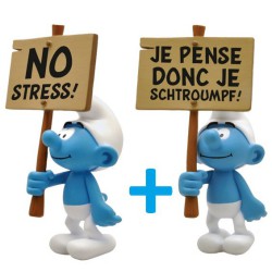 PLA0181+PLA182: Puffo dimostrante "No Stress + Je Pense donc je schtroumpf" (2018)