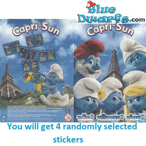 4x smurf sticker Capri-Sun *2013* (+/- 10 x 14,5cm)