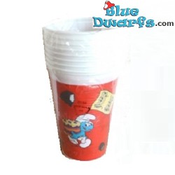 8 x smurf plastic cup red