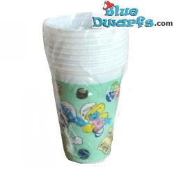 8 x smurf plastic cup green