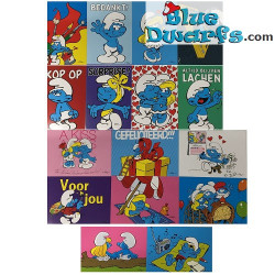 16x Tarjeta postal Los pitufos (15 x 10,5 cm)