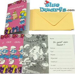 6 x invitation cards smurfs "Uitnodiging"
