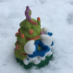Smurfs with Christmas Tree *Candytopper*  (BIP Holland, +/- 8cm)