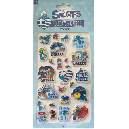 Smurfen stickers Holidays in Greece  (+/- 25x12cm)