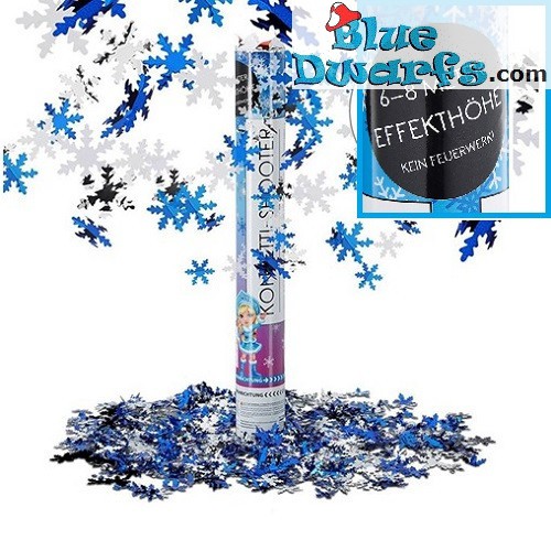 Konfetti-Shooter: Weisse, blaue und silberne Schneeflocken (6-8 Meter Effekthohe)