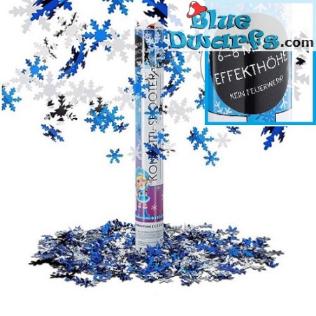 Confetti shooter (blauw-witte sneeuwfiguurtjes)