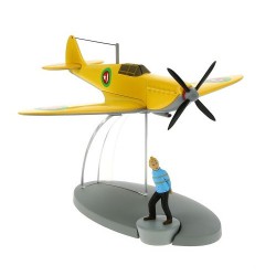 1x The Emir's yellow plane/ airplane Statue tintin Moulinsart (+/- 13 x 15 x 9 cm)