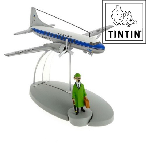 1x Bienlein Flugzeug Statuette Tim und Struppi: Moulinsart (+/- 13 x 15 x 9 cm)