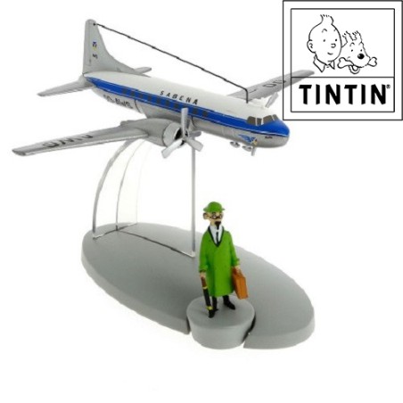 1x Calculus Sabena plane/ airplane Statue tintin Moulinsart (+/- 13 x 15 x 9 cm)