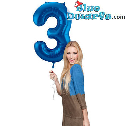 1x Ballon Gonflé à l'hélium schtroumpf Bleu Chiffre (34inch/86cm)