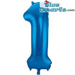 1x Ballon Gonflé à l'hélium schtroumpf Bleu Chiffre (34inch/86cm)