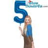 1x Ballon Gonflé à l'hélium schtroumpf Bleu Chiffre (34inch/86cm)