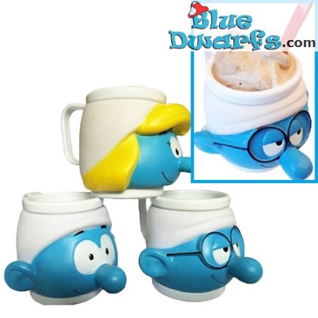 3x Smurf ice mug (plastic)