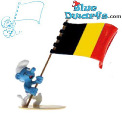Schtroumpf avec Porte-drapeau Belge - Pixi et les Schtroumpfs - Figurine en Métal - Série d'Origine - 2020