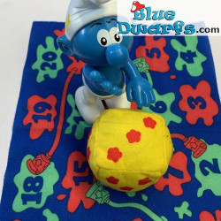 Plástico pitufo móvil - Pitufo con dado - Mc Donalds Happy Meal - 2002 - 10 cm