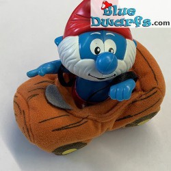 Beweegbare smurf - Grote smurf in loopauto - Mc Donalds Happy Meal - 2002 - 10 cm