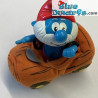 Movable smurf - Papa smurf with car - Mc Donalds Happy Meal - 2002 - 10 cm