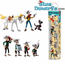 Lucky Luke et les Dalton – Coffret de jeu – 7 figurines – Plastoy – 4 à 9 cm