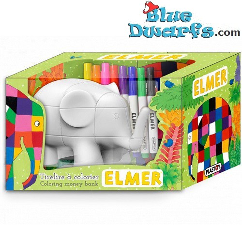 Elmer l'éléphant tirelire (Plastoy, +/- 13cm)