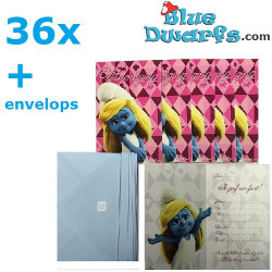 36 x Cartes d'invitation schtroumpfs "Uitnodiging"