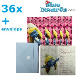 36 x invitation cards smurfs "Uitnodiging"