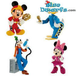 Mickey, Minnie Mouse, Donald en Goofy Racers - Disney Speelset - Bullyland - +/- 7cm