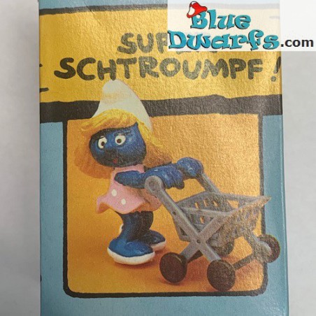40227: Schlumpfine mit Einkaufswagen SUPER SCHTROUMPF (Supersmurf/ MIB) - Schleich - 5,5cm