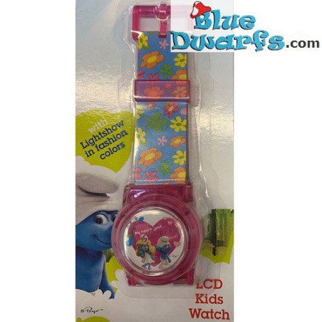 Smurfette  watch  - LCD Heart Watch -  PINK Kids