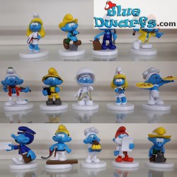 14 Smurf figurines on pedestal - Professions - Sbabam - 7,5cm (Serie 2)