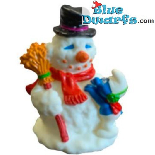 Sneeuwpop en smurf  - Snoepdop -  (BIP Holland, +/- 8cm)