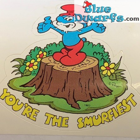 Smurfen sticker - Grote smurf - You're the smurfiest (+/- 6cm)