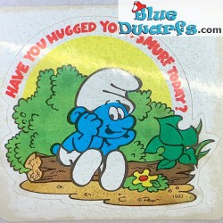 Smurf sticker Have you hugged your smurf today 1983 (+/- 6cm)