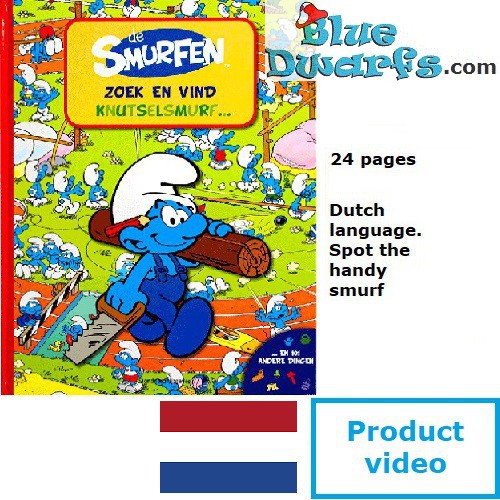 Smurf book: Spot the handy smurf Hardcover Dutch language - Schleich - 5,5cm