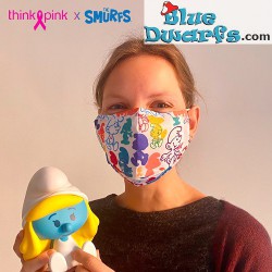 Smurfen masker: Maat M/ Vrouw/ Think Pink (herbruikbaar)