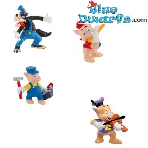 The three little pigs and the big bad wolf - playset - 4 figurines - Bullyland, 6,5cm