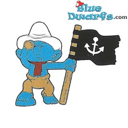 Piraat Smurf met piratenvlag - Mc Donalds figuurtje (2018 / +/- 7 cm)