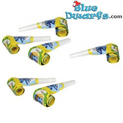 6  blowouts - smurfette and brainy smurf - party equipment