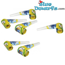 Smurfin en Brilsmurf - 6x Rolfluitjes/ Feesttoeters - De Smurfen Verjaardagsartikelen